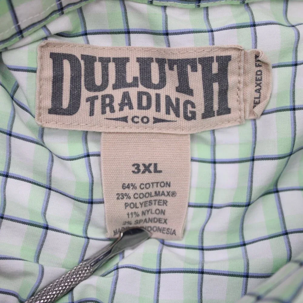 Duluth Shirt Mens 3XL XXXL Green COOLMAX Wrinklefighter Short Sleeve Button Down - Picture 8 of 13